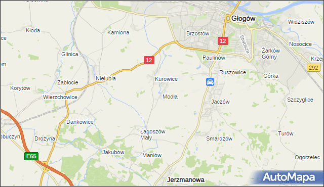 mapa Modła gmina Jerzmanowa, Modła gmina Jerzmanowa na mapie Targeo