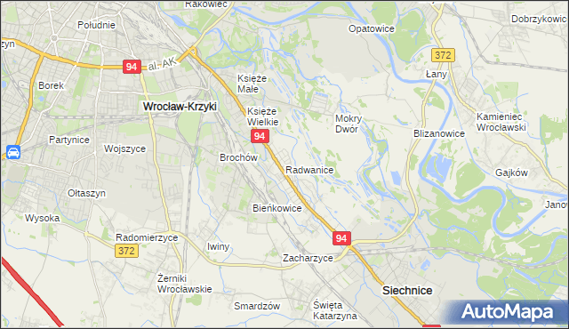 mapa Radwanice gmina Siechnice, Radwanice gmina Siechnice na mapie Targeo