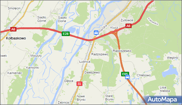 mapa Radziszewo gmina Gryfino, Radziszewo gmina Gryfino na mapie Targeo