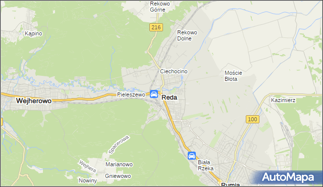 mapa Reda, Reda na mapie Targeo
