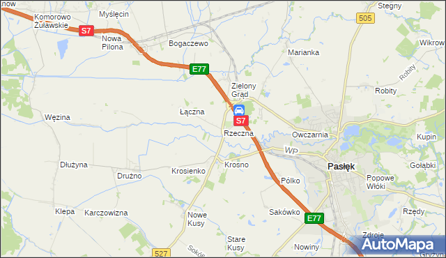 mapa Rzeczna, Rzeczna na mapie Targeo