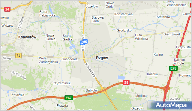 mapa Rzgów powiat łódzki wschodni, Rzgów powiat łódzki wschodni na mapie Targeo