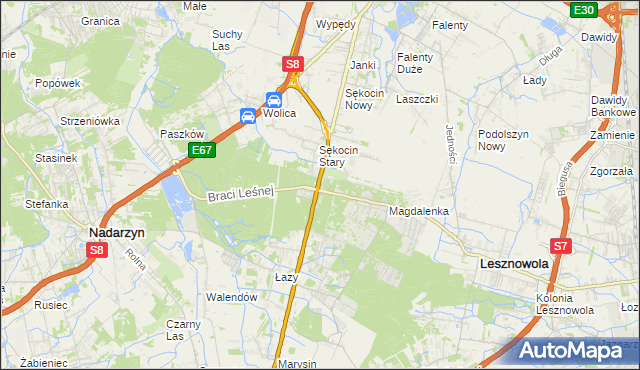 mapa Sękocin-Las, Sękocin-Las na mapie Targeo