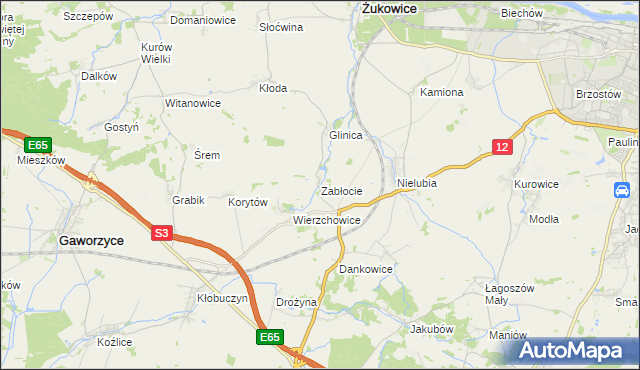 mapa Zabłocie gmina Żukowice, Zabłocie gmina Żukowice na mapie Targeo