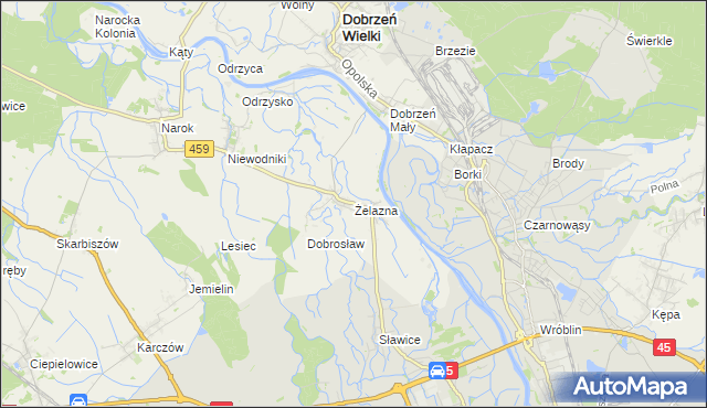 mapa Żelazna gmina Dąbrowa, Żelazna gmina Dąbrowa na mapie Targeo