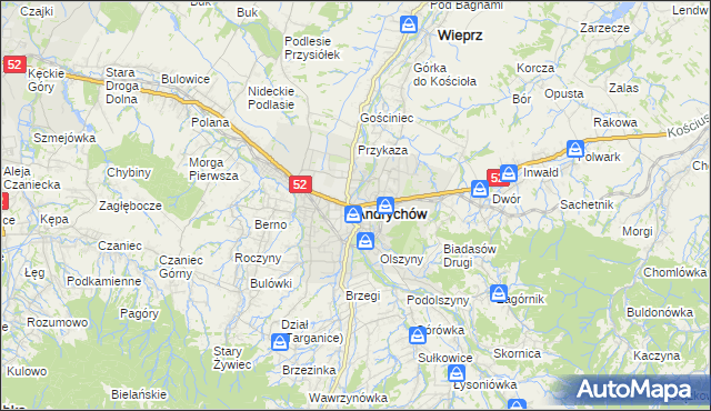mapa Andrychów, Andrychów na mapie Targeo