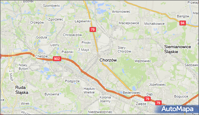mapa Chorzów, Chorzów na mapie Targeo