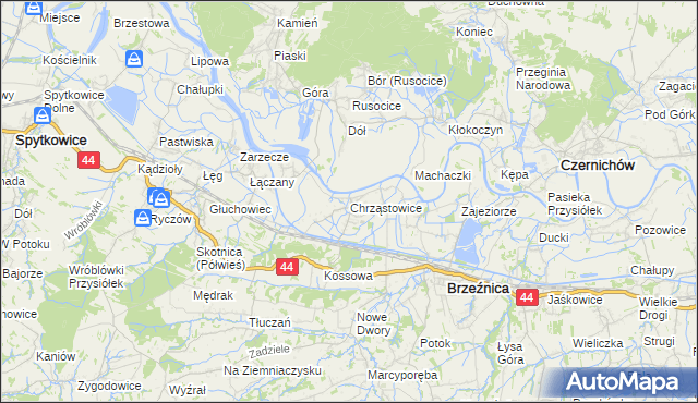 mapa Chrząstowice gmina Brzeźnica, Chrząstowice gmina Brzeźnica na mapie Targeo