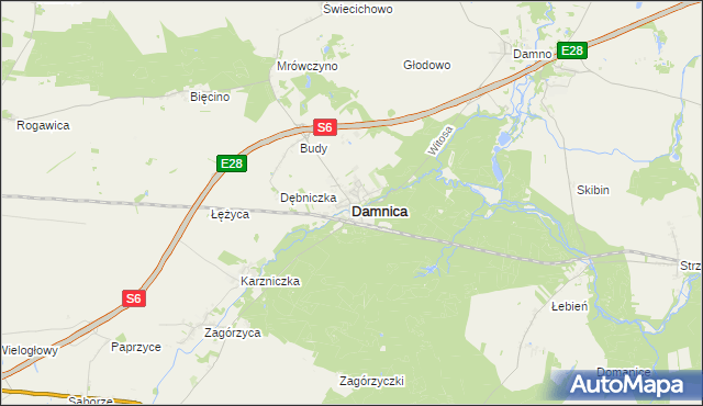 mapa Damnica, Damnica na mapie Targeo