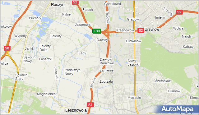 mapa Dawidy Bankowe, Dawidy Bankowe na mapie Targeo