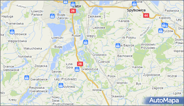 mapa Grodzisko gmina Zator, Grodzisko gmina Zator na mapie Targeo