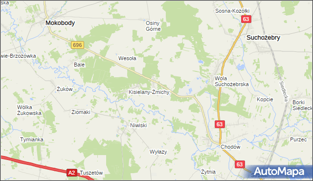 mapa Kisielany-Kuce, Kisielany-Kuce na mapie Targeo