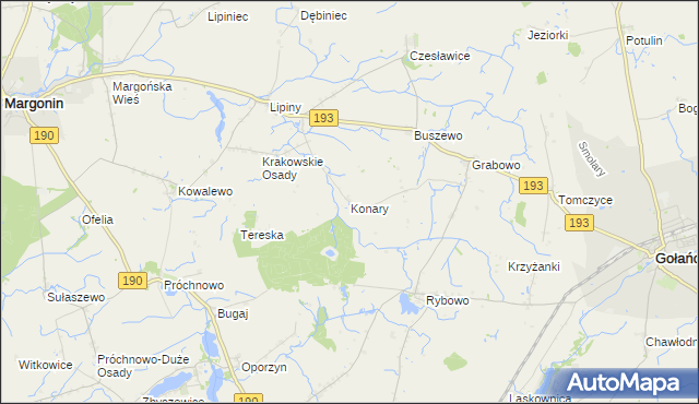 mapa Konary gmina Gołańcz, Konary gmina Gołańcz na mapie Targeo