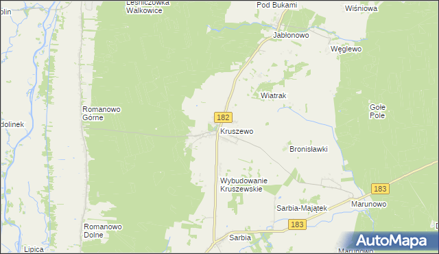 mapa Kruszewo gmina Ujście, Kruszewo gmina Ujście na mapie Targeo