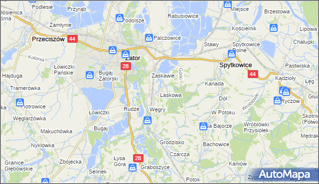 mapa Laskowa gmina Zator, Laskowa gmina Zator na mapie Targeo