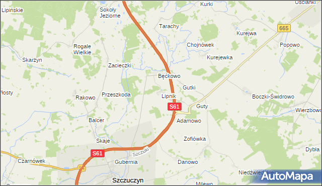 mapa Lipnik gmina Szczuczyn, Lipnik gmina Szczuczyn na mapie Targeo