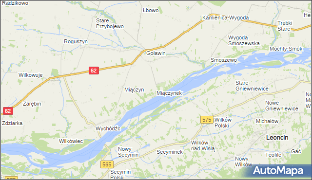 mapa Miączynek, Miączynek na mapie Targeo