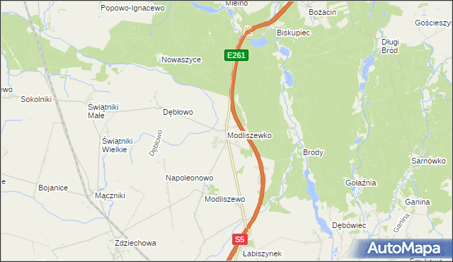 mapa Modliszewko, Modliszewko na mapie Targeo