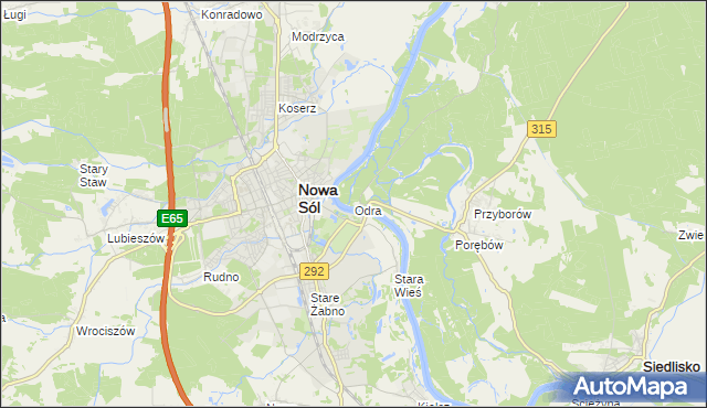 mapa Odra gmina Nowa Sól, Odra gmina Nowa Sól na mapie Targeo