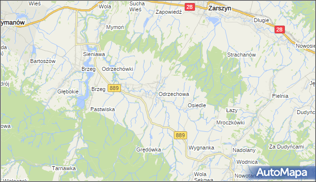 mapa Odrzechowa, Odrzechowa na mapie Targeo