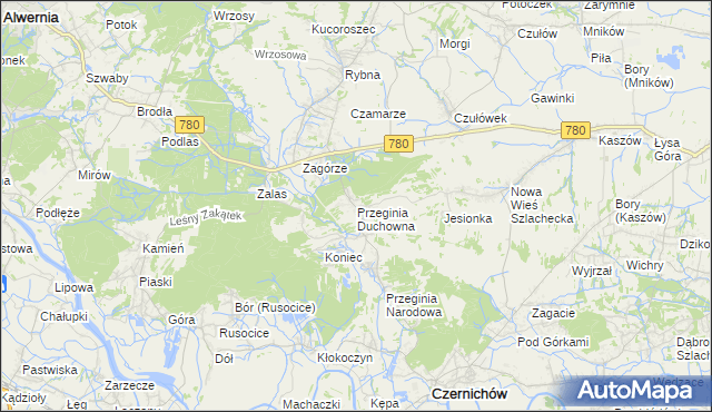 mapa Przeginia Duchowna, Przeginia Duchowna na mapie Targeo