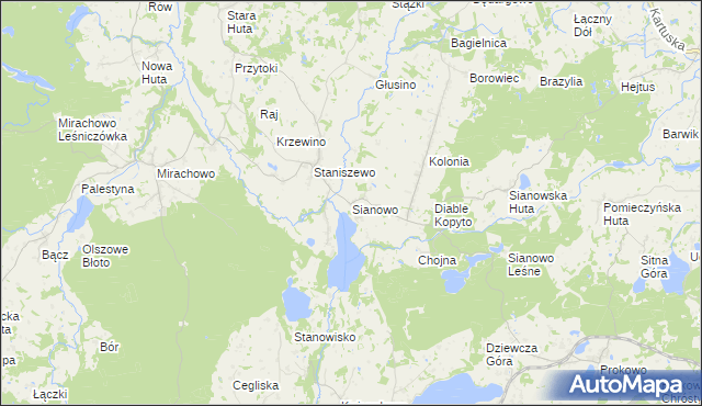 mapa Sianowo, Sianowo na mapie Targeo