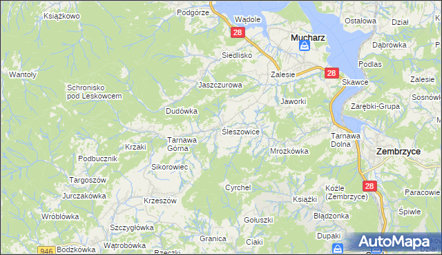 mapa Śleszowice, Śleszowice na mapie Targeo