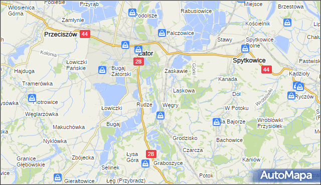 mapa Trzebieńczyce, Trzebieńczyce na mapie Targeo