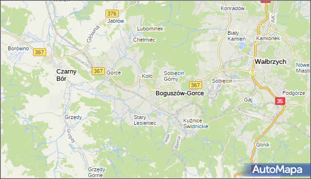 mapa Boguszów-Gorce, Boguszów-Gorce na mapie Targeo