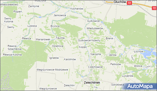mapa Kopiec gmina Żelechlinek, Kopiec gmina Żelechlinek na mapie Targeo