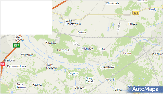 mapa Michałów gmina Klembów, Michałów gmina Klembów na mapie Targeo