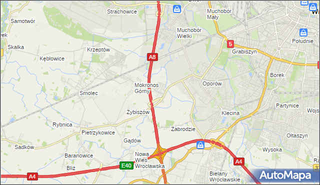 mapa Mokronos Dolny, Mokronos Dolny na mapie Targeo