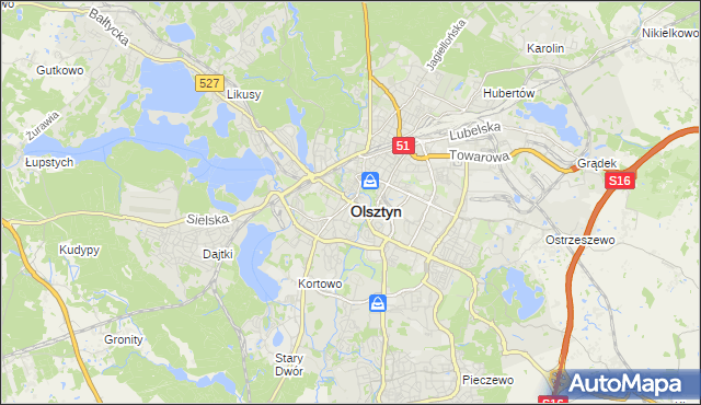 mapa Olsztyna, Olsztyn na mapie Targeo