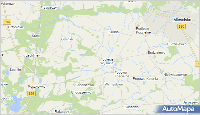 mapa Podlesie Wysokie, Podlesie Wysokie na mapie Targeo