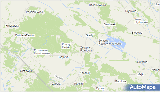 mapa Żelazna Rządowa, Żelazna Rządowa na mapie Targeo