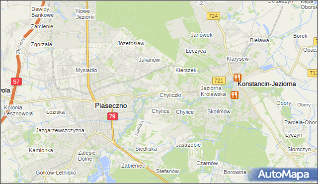mapa Chyliczki gmina Piaseczno, Chyliczki gmina Piaseczno na mapie Targeo