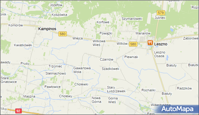 mapa Czarnów gmina Leszno, Czarnów gmina Leszno na mapie Targeo