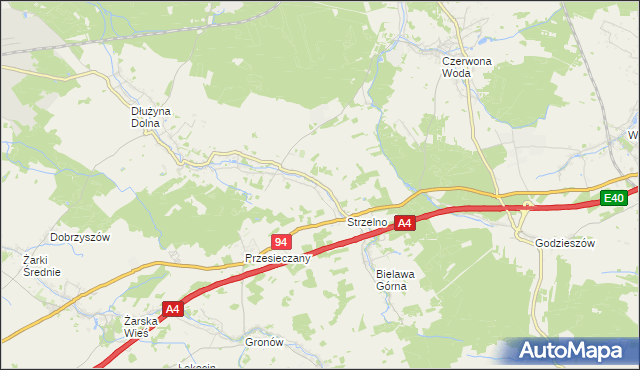 mapa Dłużyna Górna, Dłużyna Górna na mapie Targeo