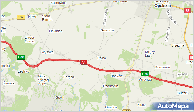 mapa Dolna gmina Leśnica, Dolna gmina Leśnica na mapie Targeo