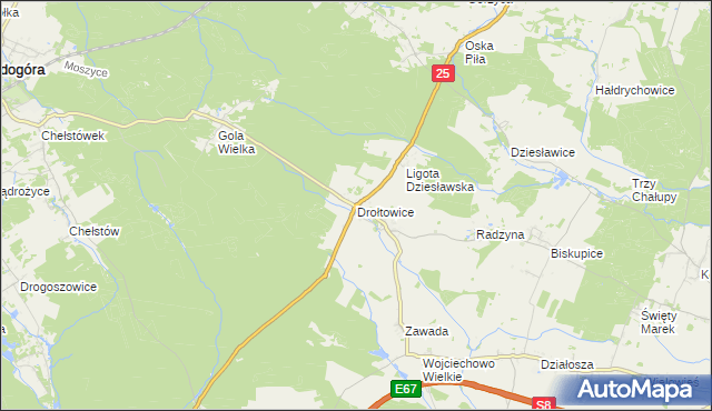 mapa Drołtowice, Drołtowice na mapie Targeo