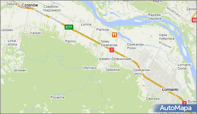 mapa Izabelin-Dziekanówek, Izabelin-Dziekanówek na mapie Targeo