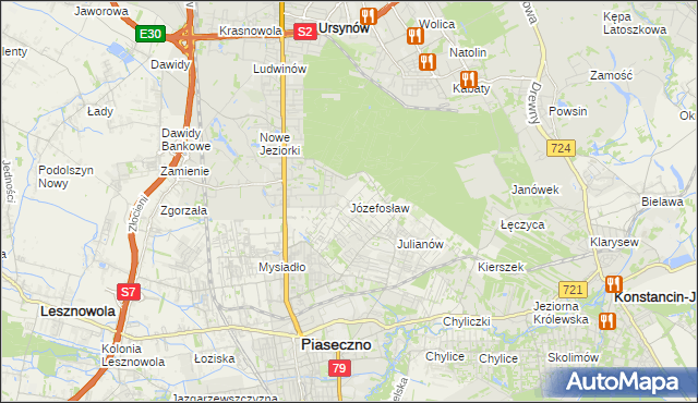 mapa Józefosław, Józefosław na mapie Targeo