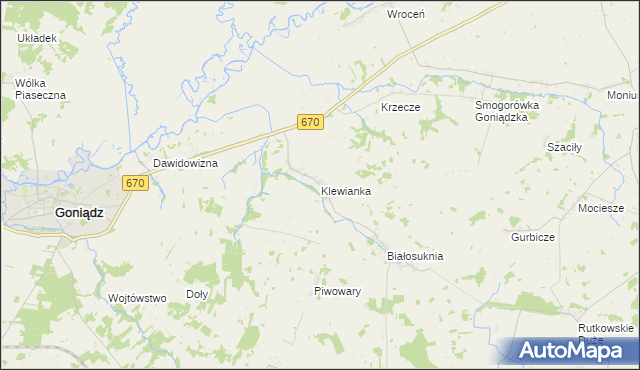 mapa Klewianka, Klewianka na mapie Targeo