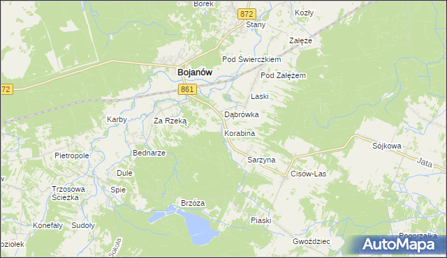 mapa Korabina, Korabina na mapie Targeo