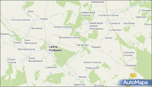 mapa Mariampol gmina Leśna Podlaska, Mariampol gmina Leśna Podlaska na mapie Targeo