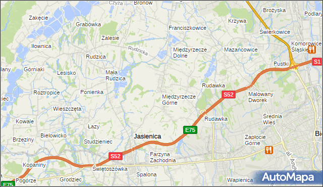 mapa Międzyrzecze Górne, Międzyrzecze Górne na mapie Targeo