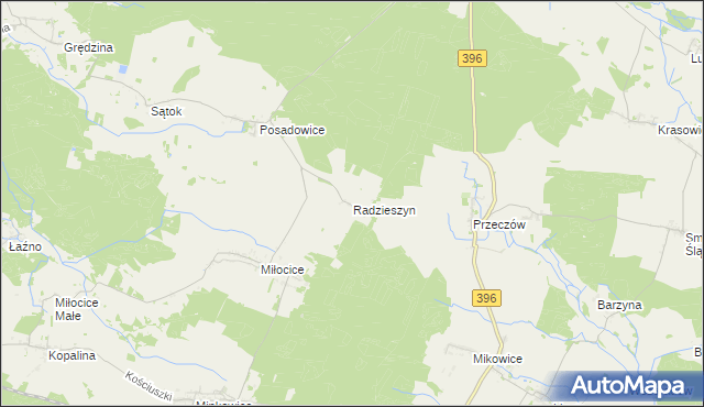 mapa Radzieszyn, Radzieszyn na mapie Targeo