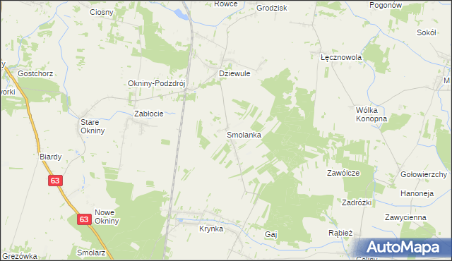 mapa Smolanka gmina Zbuczyn, Smolanka gmina Zbuczyn na mapie Targeo