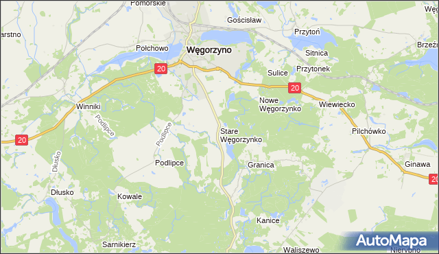 mapa Stare Węgorzynko, Stare Węgorzynko na mapie Targeo