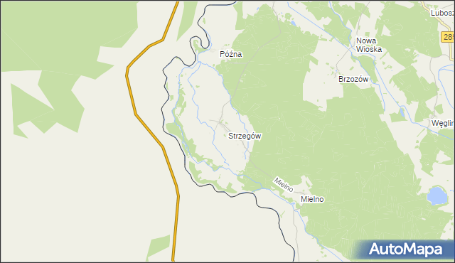 mapa Strzegów gmina Gubin, Strzegów gmina Gubin na mapie Targeo